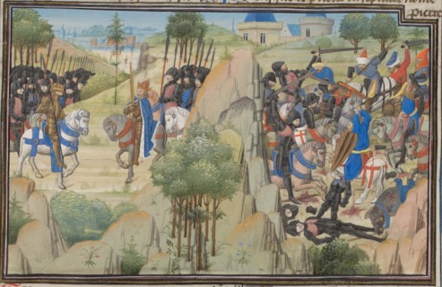 Meeting of Conrad III of Germany and Louis VII of France. Miniature from the Historia by William of Tyre, 1460s. Artist: Anonymous