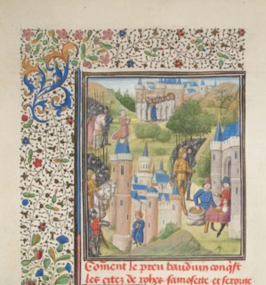 Baldwin of Boulogne entering Edessa in February 1098. Miniature from the Historia by William of Tyre, 1460s. Artist: Anonymous