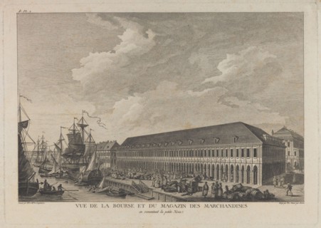 Stock exchange in Saint Petersburg, c. 1785. Artist: Auvray, Pierre Laurent (1736-?)