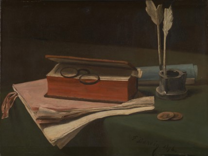 Still Life with Book, Papers and Inkwell, 1876. Artist: Bonvin, François (1817-1887)