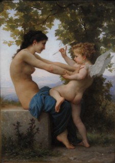 A Young Girl Defending Herself Against Eros, 1880. Artist: Bouguereau, William-Adolphe (1825-1905)