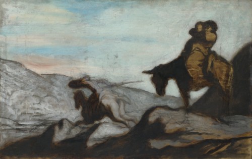 Don Quixote and Sancho Panza, ca 1855. Artist: Daumier, Honoré (1808-1879)