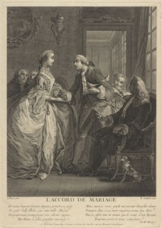 Marriage contract, 18th century. Artist: Eisen, Charles (1720-1778)