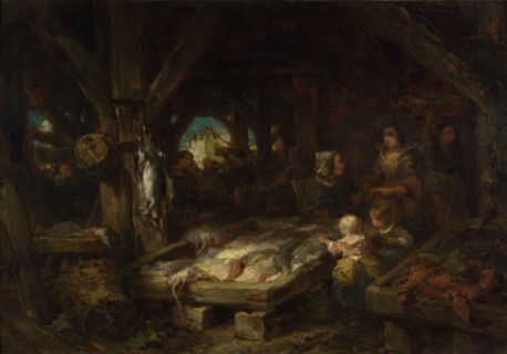 The Fish Market, Dieppe, 1845. Artist: Isabey, Louis Gabriel Eugène (1803-1886)