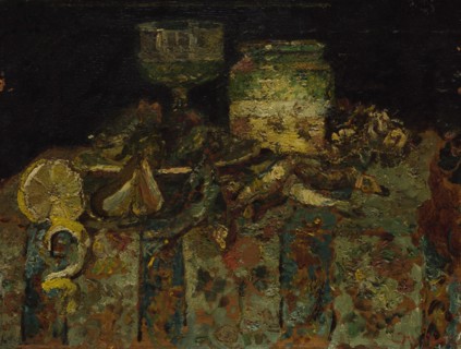 Still Life: Oysters, Fish, c. 1880. Artist: Monticelli, Adolphe-Thomas-Joseph (1824-1886)