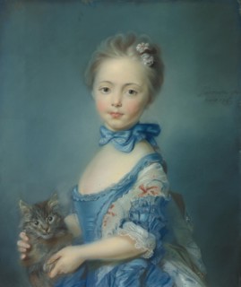 A Girl with a Kitten, 1745. Artist: Perronneau, Jean-Baptiste (1715-1783)
