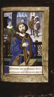 King David playing his harp (from Lettres bâtardes), ca 1490-1510. Artist: Poyet, Jean (active 1483-1497)