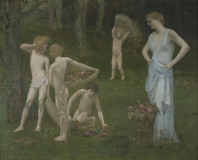 Children in an Orchard, c. 1886-1888. Artist: Puvis de Chavannes, Pierre Cécil (1824-1898)