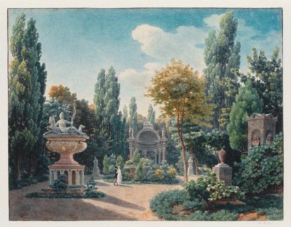 Monument of Diane de Poitiers in the Jardin du cloître des Petits-Augustins, 1815. Artist: Vauzelle, Jean-Lubin (1776-1837)