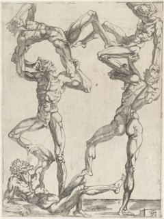 Pyramid of Five Men, ca 1543. Artist: Juste, Juste de (ca. 1505-ca. 1559)