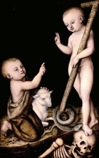 Christ and John the Baptist as Children, c.1535. Artist: Cranach, Lucas, the Elder (1472-1553)