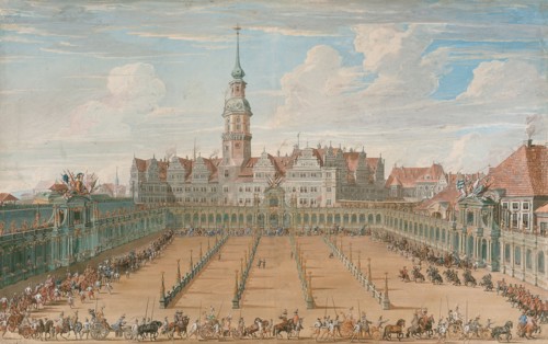 Parade of the Ladies' Ring Races on Juny 6, 1709 in Dresden, 1710. Artist: Fritzsche, C. H. (active 18th century)