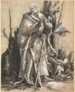 Bearded Saint with walking stick, c. 1516. Artist: Grünewald, Matthias (ca 1470-1528)