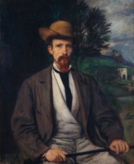 Self-Portrait with Yellow Hat, 1874. Artist: Marées, Hans von (1837-1887)