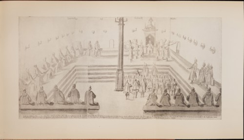 A scene at the royal court of Tsar Alexis Mikhailovich (Illustration from the Meierberg's Album), 1662. Artist: Meierberg, Augustin, von (1612?1688)