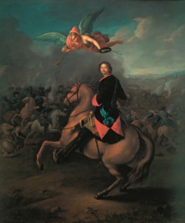 Peter I at the battle of Poltava, 1710s. Artist: Tannauer, Johann Gottfried (1680-1737)