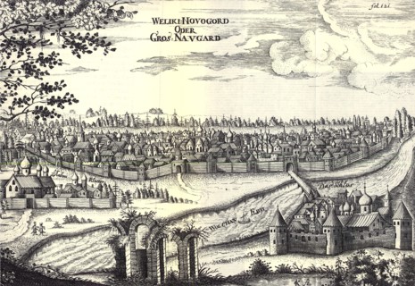 Velikiy Novgorod (Illustration from Travels to the Great Duke of Muscovy and the King of Persia by Adam Olearius), 1656. Artist: Anonymous
