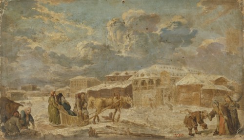 City Square in Winter, Second Half of the 18th cen.. Artist: Knappe, Karl Friedrich (1745-1808)