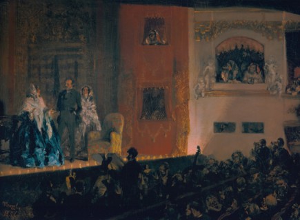 Théâtre du Gymnase in Paris, 1856. Artist: Menzel, Adolph Friedrich, von (1815-1905)