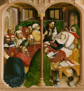 The death of Mary. The Wings of the Wurzach Altar, 1437. Artist: Multscher, Hans (c. 1400-1467)