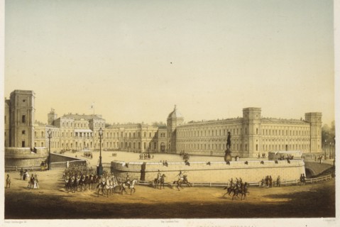 View of the Main Gatchina palace, Mid of the 19th cen.. Artist: Schulz, Carl (1823-1876)