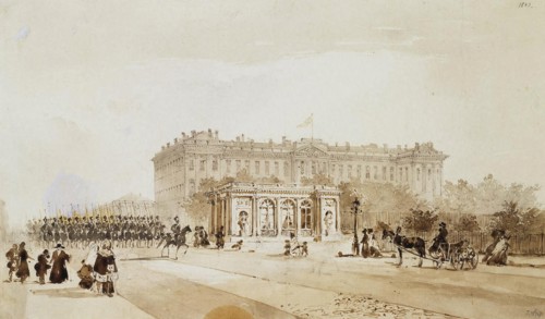 View of the Anichkov Palace in St Petersburg, 1843. Artist: Weiss, Johann Baptist (1812-1879)