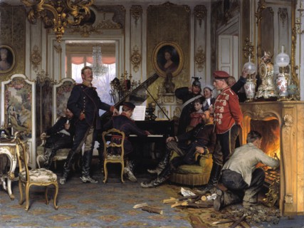 In the Troops' Quarters outside Paris, 1894. Artist: Werner, Anton von (1843-1915)