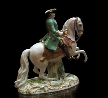 Equestrian Portrait of Empress Catherine II (1729-1796) in the Semenovsky Life-Guards Regiment Uniform, 1770. Artist: Kaendler, Johann Joachim (1706-1775)