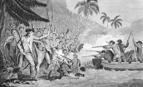 The Death of Captain James Cook on February 14, 1779, 1784. Artist: Anonymous