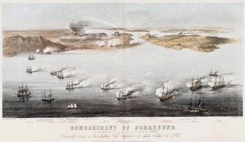 Bombardment of Bomarsund, 1854. Artist: Dolby, Edwin Thomas (active 1849-1865)