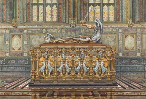 Drawing for Alfred Gilbert's project for the tomb of the Duke of Clarence, 1894. Artist: Robertson, Arthur (1850-1911)