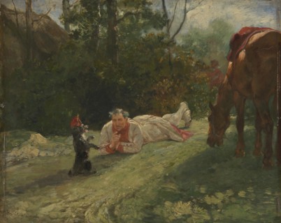 The Performing Dog, c. 1875. Artist: Brown, John Lewis (1829-1890)