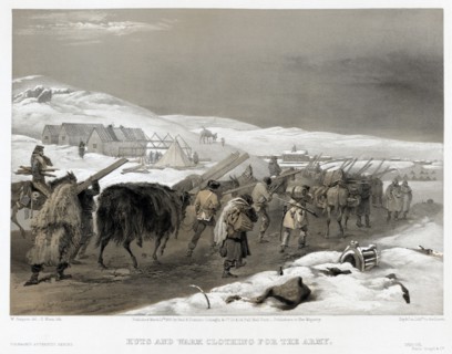 British troops on the road to Sevastopol, 1855. Artist: Simpson, William (1832-1898)