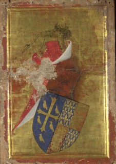 The coat of arms of Richard II of England (The outside panel of the Wilton Diptych), Between 1395 and 1399. Artist: Wilton Master (active 1395 - 1399)