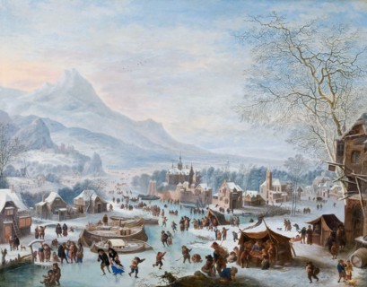 Winter Scene with Skaters. Artist: Griffier, Jan (ca 1652-1718)