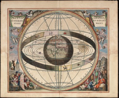 Scenography of the Ptolemaic cosmography (From Andreas Cellarius Harmonia Macrocosmica), c. 1660. Artist: Loon, Johannes van (c. 1611-1686)