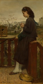 Girl knitting on a balcony, Montmartre, 1869. Artist: Maris, Jacob (1837-1899)