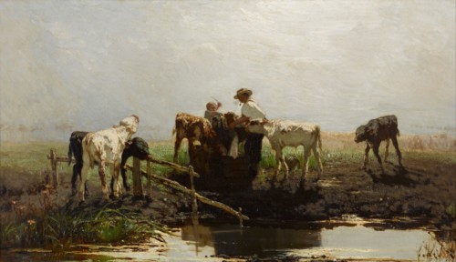 Calves at a trough. Artist: Maris, Willem (1844-1910)