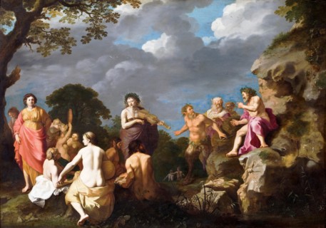 The Musical Contest between Apollo and Marsyas, 1630. Artist: Poelenburgh, Cornelis, van (1594/95-1667)