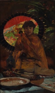 Girl with Japanese parasol, ca 1899. Artist: Zwart, Willem de (862-1931)