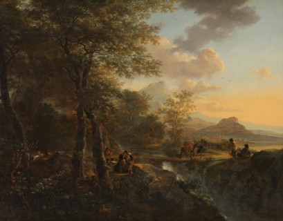 Italian Landscape with Draftsman, c. 1650. Artist: Both, Jan Dirksz (ca 1618-1652)