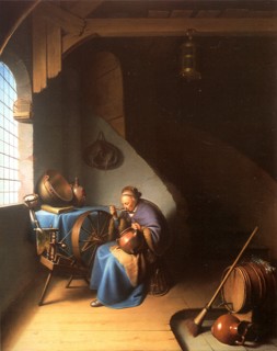 Interior with a Woman eating Porridge. Artist: Dou, Gerard (Gerrit) (1613-1675)