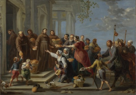 Saint Anthony of Padua distributing Bread, ca 1662. Artist: Herp, Willem van, the Elder (c. 1614-1677)