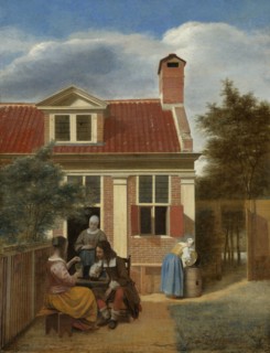 A company in the courtyard behind a house, 1663-1665. Artist: Hooch, Pieter, de (1629-1684)