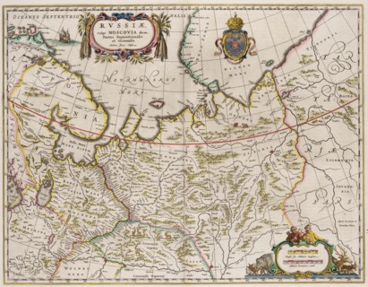 Map of Russia (From: Partes Septentrionalis et Orientalis), 1630s. Artist: Massa, Isaac Abrahamsz. (1586-1643)