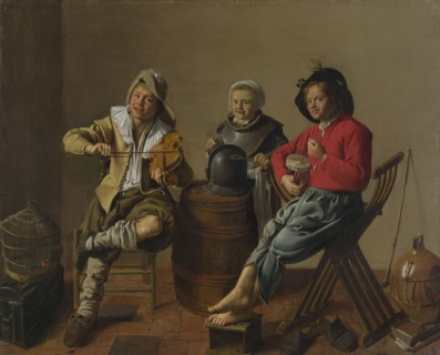 Two Boys and a Girl making Music, 1629. Artist: Molenaer, Jan Miense (c. 1610-1668)