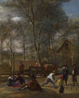 Skittle Players outside an Inn, ca 1663. Artist: Steen, Jan Havicksz (1626-1679)