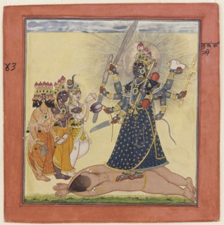 Goddess Bhadrakali Worshipped by the Gods (from a tantric Devi series), c. 1660. Artist: Anonymous