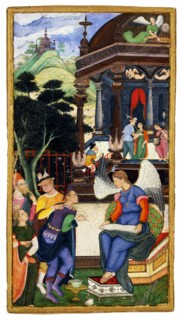 An Angel Conversing with a Group of Europeans, c. 1610. Artist: Indian Art