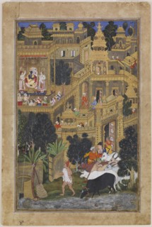 The Lord Krishna in the Golden City, ca 1586. Artist: Kalan, Kesav (active End of 16th cen.)